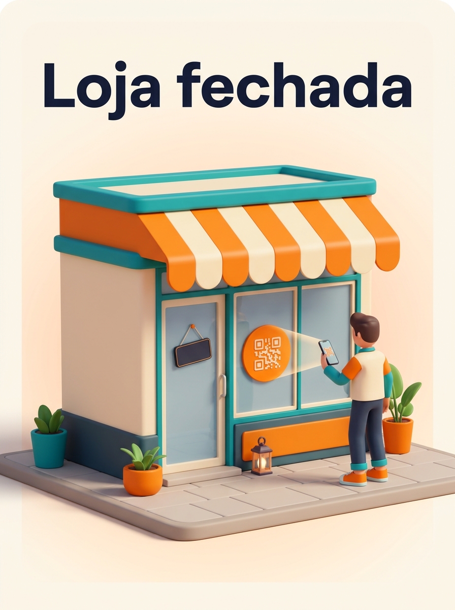 Vitrine de loja com QR code
