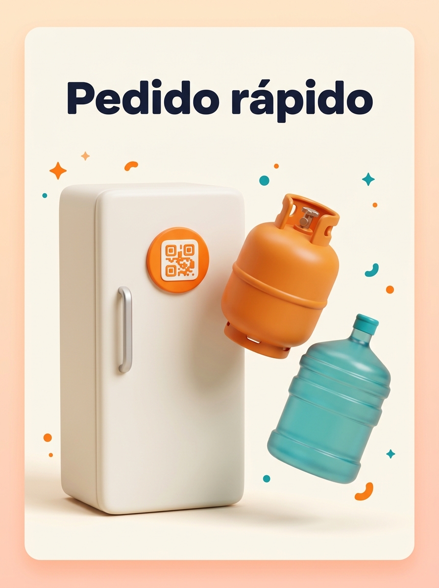 Pedido rápido de gás e água com QR code